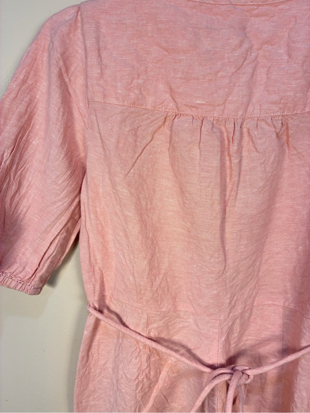 Madewell Linen Pastel Pink Puff Sleeve Jumpsuit - Picture 12 of 14